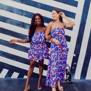 Buddy Love Blue Red White Abstract Print Mini Dress
